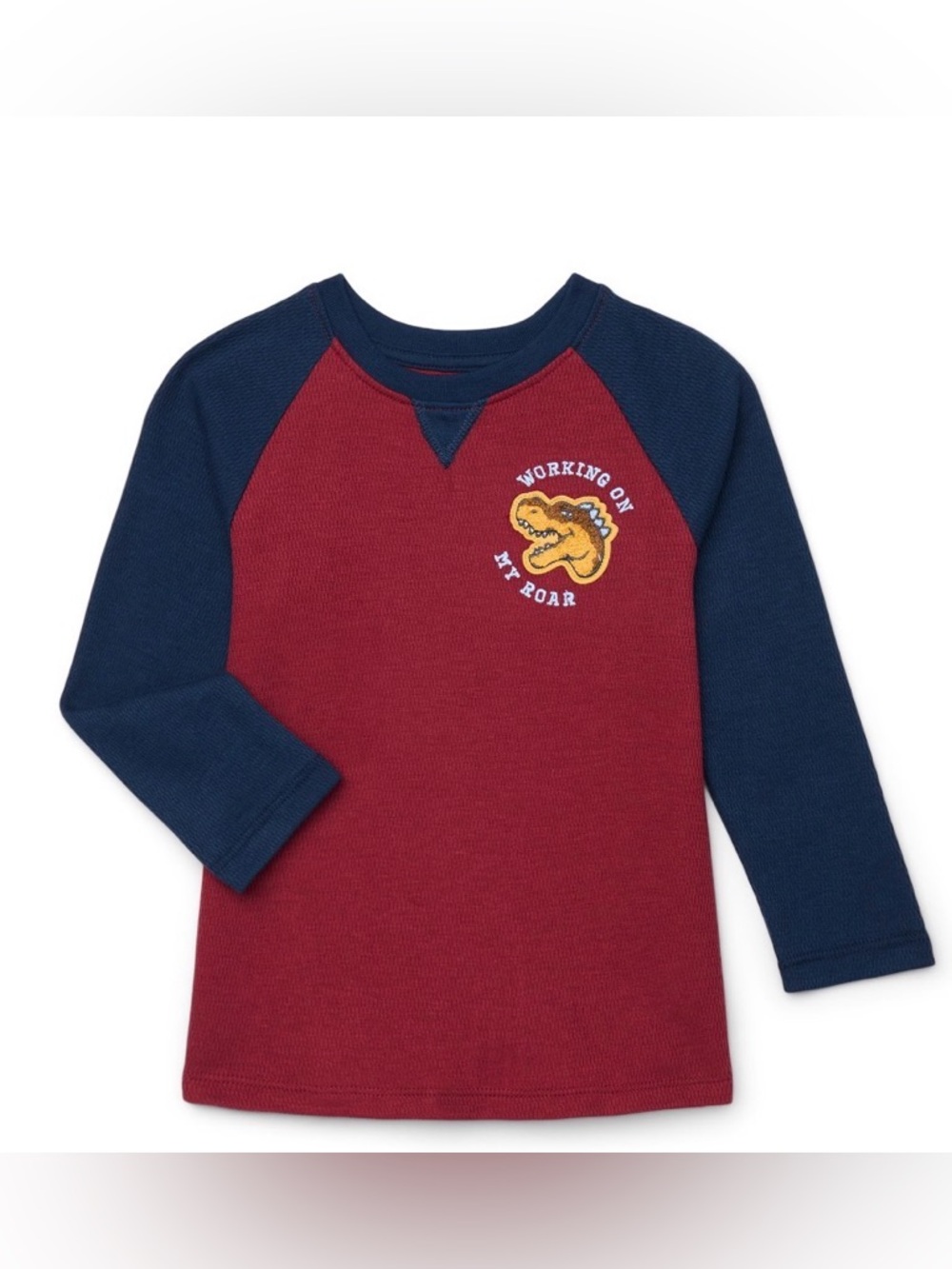 Toddler Boys Textured Raglan Tee with Long Sleeves.